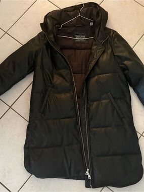 Levi's Black Long Puffer Coat with Hood